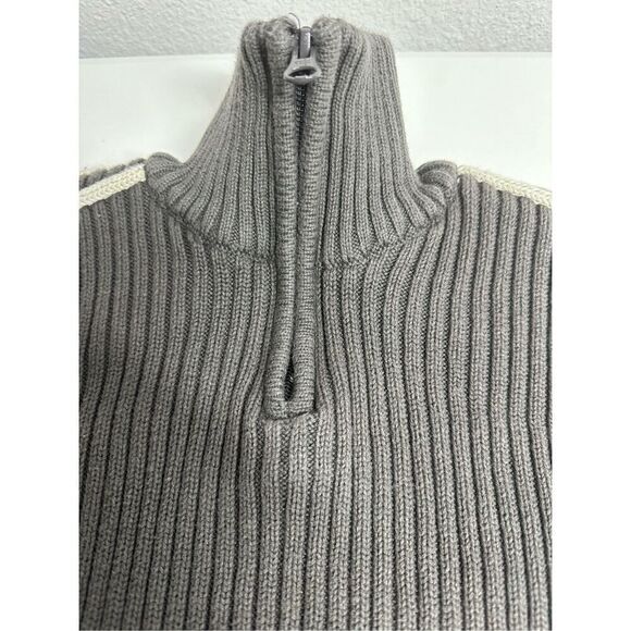 American Rag Men's Knit Sweater Gray Cotton 1/3 Zip Turtleneck White Trim Size S - Picture 2 of 10